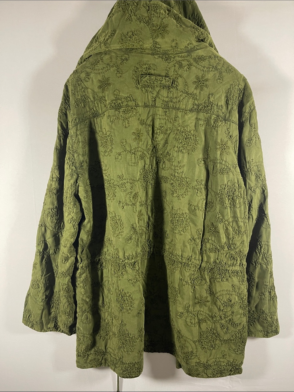 Alice + Olivia Olive Green Embroidered Hooded Cinch Waist Jacket Size M - Picture 14 of 16